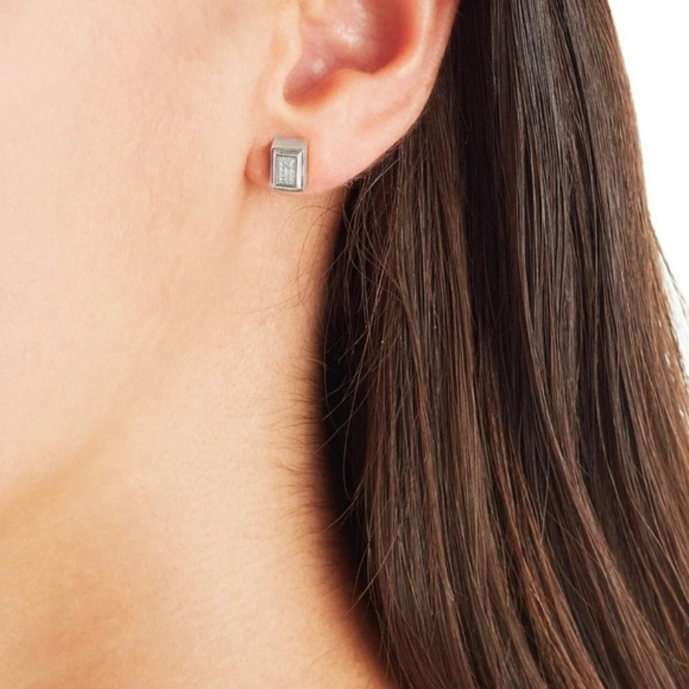 Monica Vinader Diamond and Sterling silver Stud Earrings‎ - New! - Picture 5 of 6